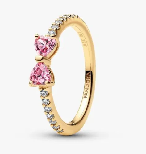 Sparkling Pink Bow Ring