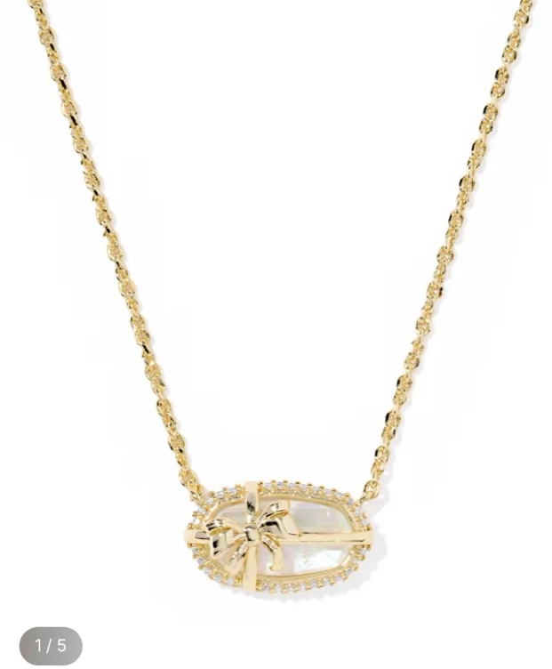 Elisa Bow Gold Short Pendant Necklace 