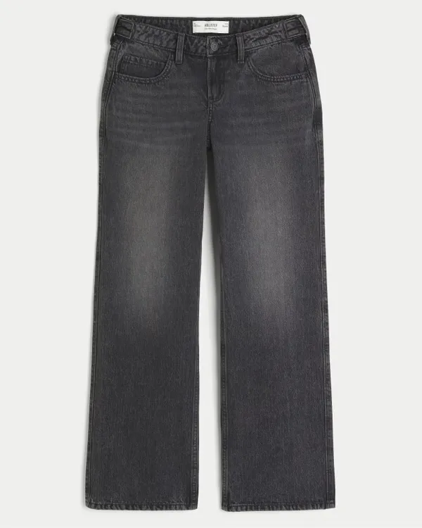 Hollister Andi Adjustable Waist Low-Rise Medium Wash Baggy Jeans