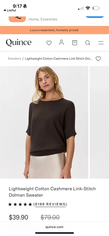 Lightweight Cotton Cashmere Link-Stitch Dolman Sweater  in Mocha Heather