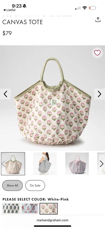 Block Print Oversized Canvas Tote