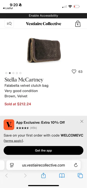Falabella velvet clutch bag