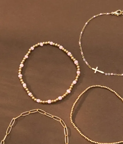 Gold Cross Bracelet Set