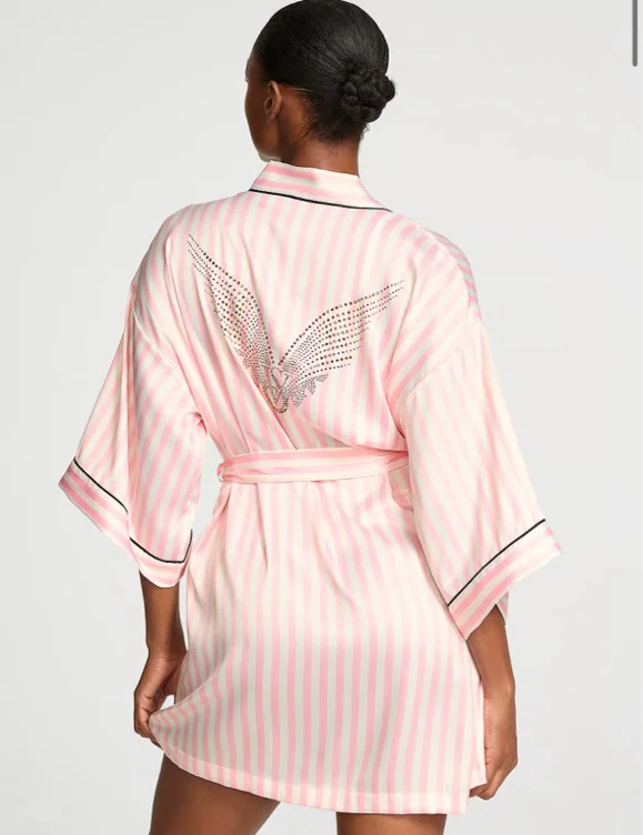 Satin Short Piped Robe, Print, Xlxxl - Women's Robes - Victoria's Secret