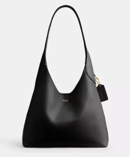 Brooklyn Shoulder Bag 28 Natural Grain Leather/Brass/Black