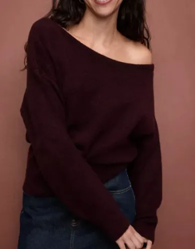 Soft-touch knit boat neck sweater