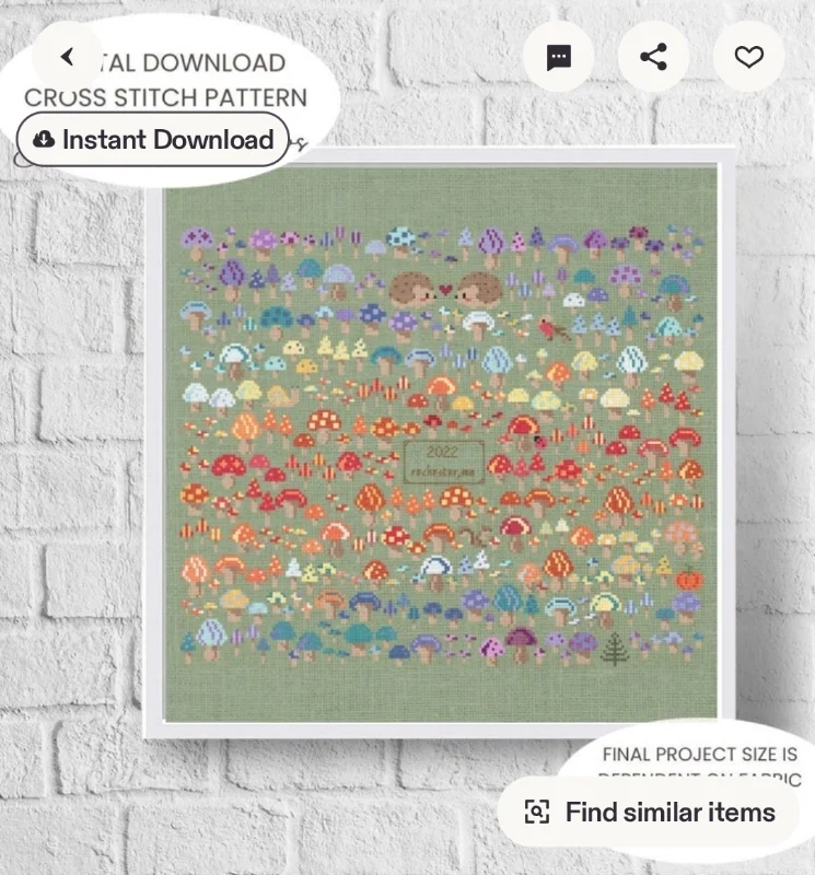 Cross Stitch Pattern - High Low Temperature Stitch-along - Mushroom Patch