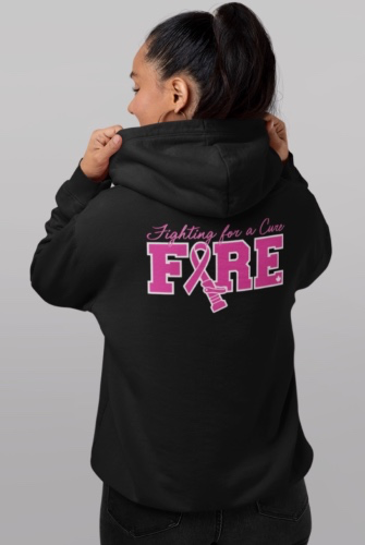 Unisex Pink Fire Hoodie in Black | Size Small
