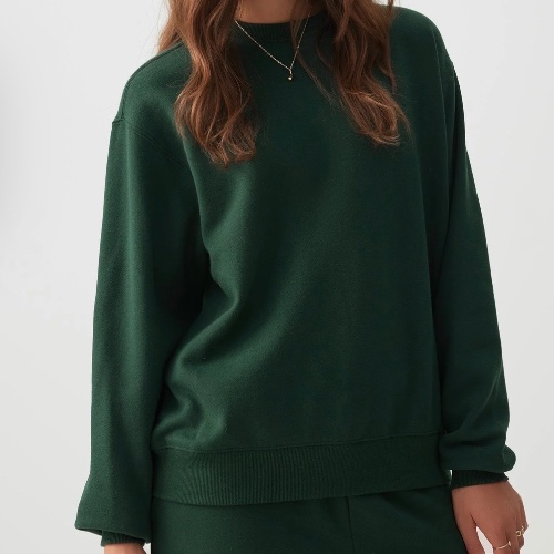 Fleece Crew Neck Sweatshirt in Ivy | Size Small 