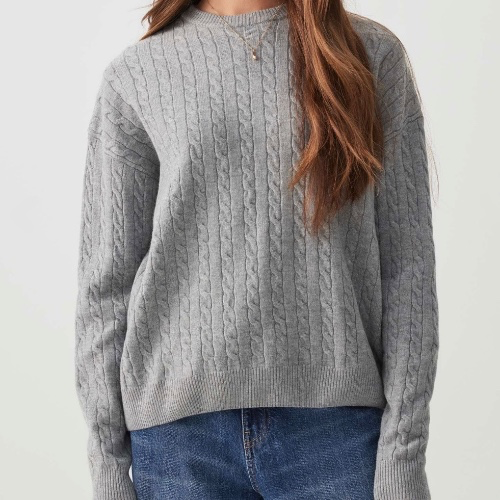 Ardene Long Cable Knit Sweater in Grey | Size Small