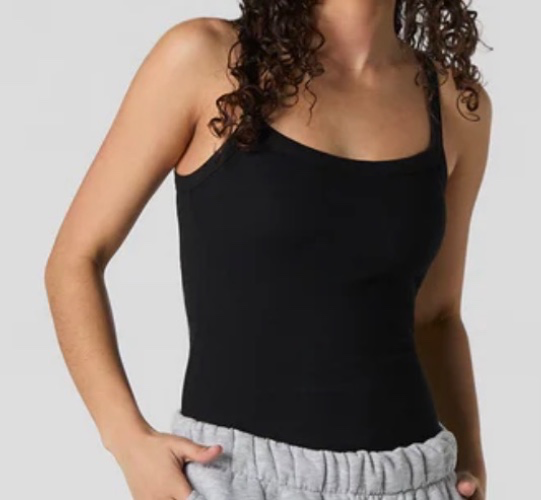 Black Ribbed Scoop Neck Bodysuit | Size Small