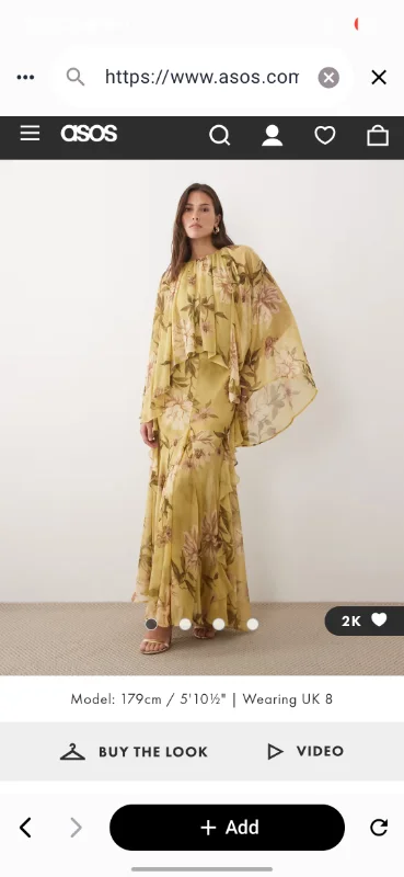 ASOS DESIGN full volume cape sleeve maxi dress with godets in green floral print | ASOS