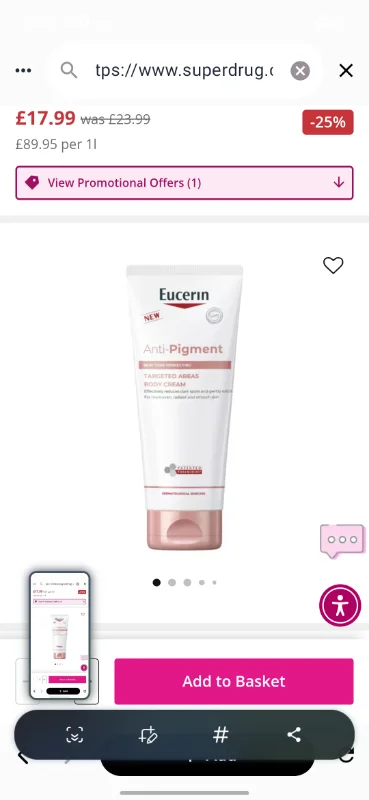 Eucerin Anti-Pigment Targeted Areas Body Cream 200Ml | Skin | Superdrug