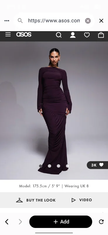ASOS DESIGN sculpting gauged panelled maxi dress with long sleeves in plum | ASOS
