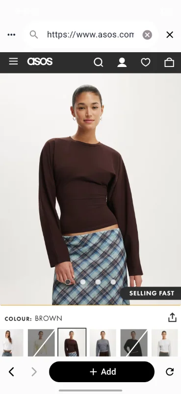Cotton On Blair batwing cinched  long sleeve top in brown