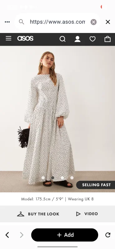 ASOS DESIGN poplin maxi dress with asymmetric waist and volume sleeve in chocolate polkadot | ASOS