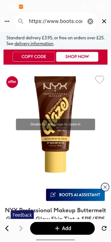 NYX Professional Makeup Buttermelt Glaze Liquid Highlighter Tint 30 ml SPF 30 - Boots
