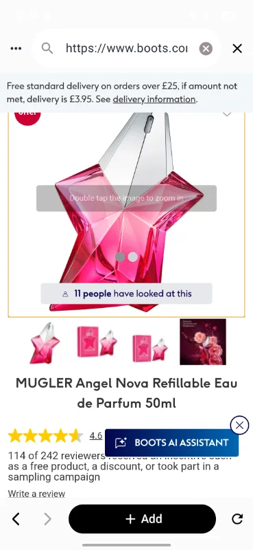 MUGLER Angel Nova Refillable Eau de Parfum 50ml - Boots