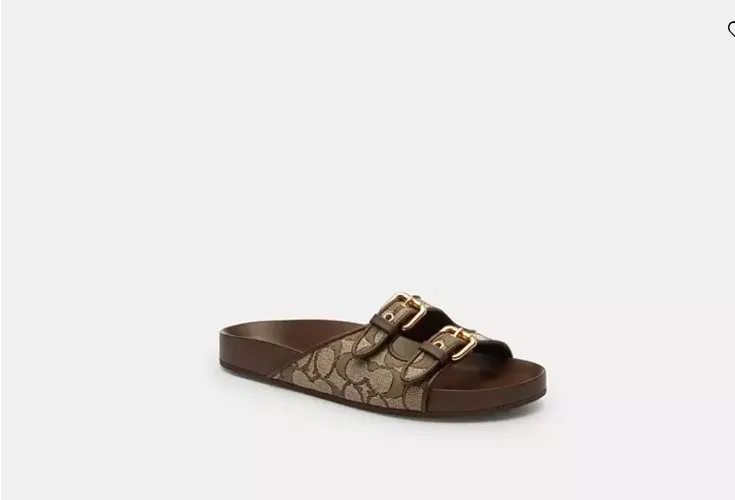 Two Band Buckle Sandal In Signature Jacquard