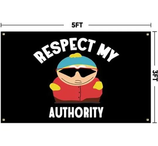 Respect MY Authority Flag, 3x5 ft Funny Flags For College Dorm Room Decor, Man Cave Flag Tapestry For Home Room Decorations