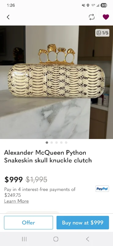 Alexander McQueen Python Knuckle Clutch