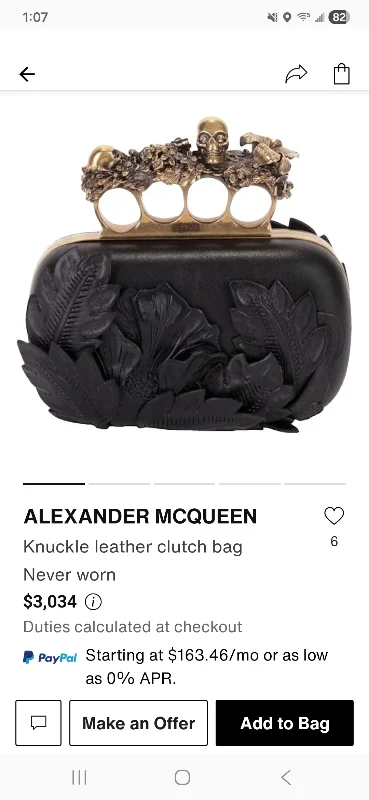 Alexander McQueen Knuckle leather clutch bag