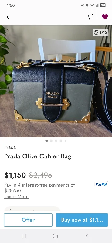 Prada Cahier - Olive/Black