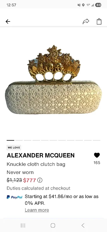 Alexander McQueen Knuckle cloth clutch bag