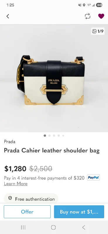 Prada Cahier Purse - Cream/Black