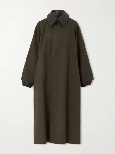 BOTTEGA VENETA Intrecciato leather-trimmed cotton-blend trench coat
